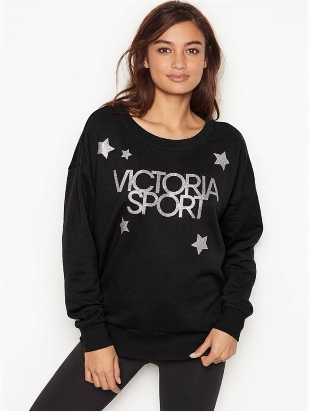 Victoria's Secret sport silver glitter star black sweatshirt